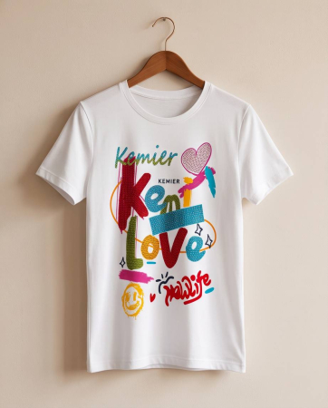 Tricou Premium Alb Dama Kemier Love Graffiti Colorat [5]