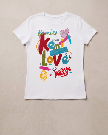 Tricou Premium Alb Dama Kemier Love Graffiti Colorat [2]
