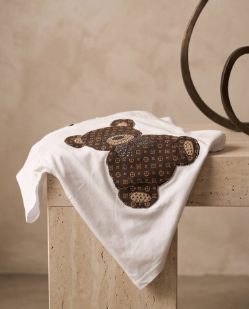 Tricou Premium Alb Unisex Bear Luxury Star cu Imprimeu Urs Elegant [1]