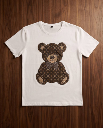 Tricou Premium Alb Unisex Bear Luxury Star cu Imprimeu Urs Elegant [4]