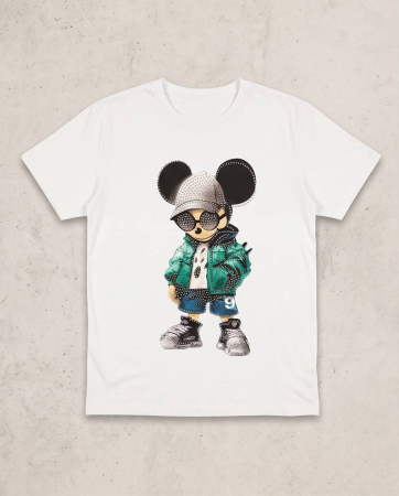 Tricou Premium Unisex Alb Mouse Street cu Imprimeu Urban | Luxury Star [4]