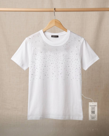 Tricou Alb Premium cu Strasuri Elegance pentru Dama [3]