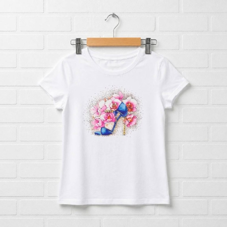TRICOURI - Tricou Alb Stiletto Blue Flowers