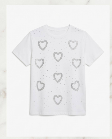 Tricou Alb cu Inimioare - Minimalist Casual [2]