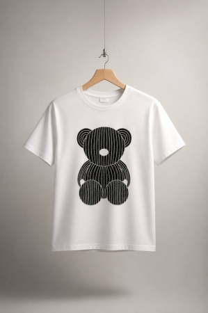 Tricou Alb cu Ursulet Decorativ - Design Modern Premium [4]