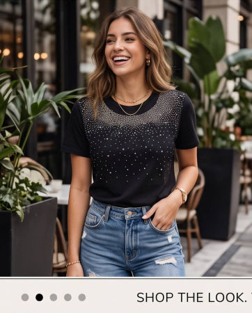 Tricou dama elegant negru cu strasuri [3]
