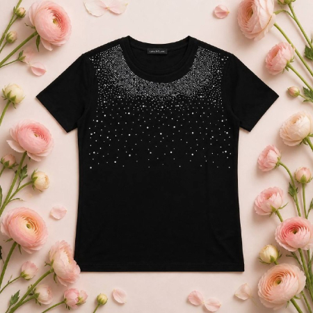 Tricou dama elegant negru cu strasuri [1]