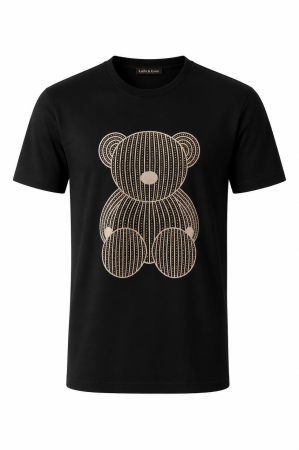 Tricou Premium Negru Unisex cu Imprimeu Urs Stilizat – Bumbac, Regular Fit [1]