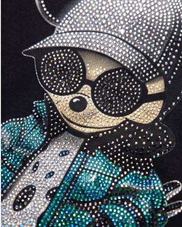 Tricou Premium Luxury Star Urban Mouse Ice Blue cu Strasuri - Negru Unisex [4]