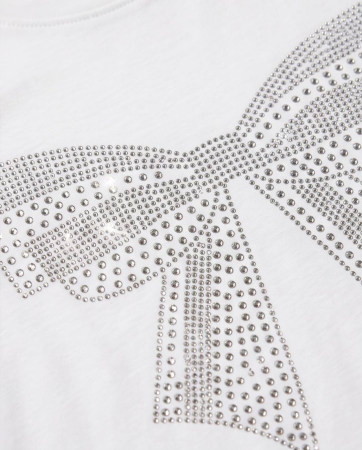 Tricou Premium Alb Dama cu Fundita din Strasuri Elegance [2]