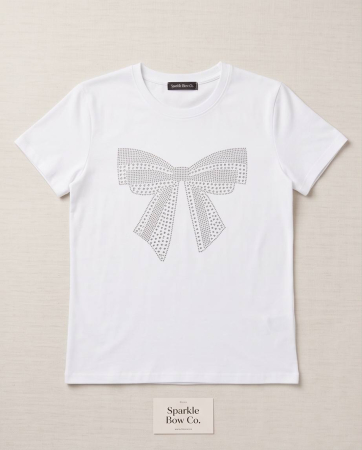 Tricou Premium Alb Dama cu Fundita din Strasuri Elegance [3]