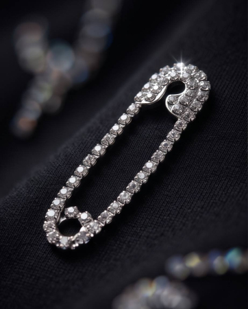 Tricou Premium Black Safety Pin Crystal - Negru cu Aplicatii din Cristale [4]