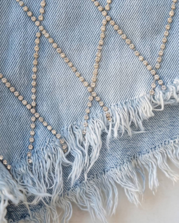 Blugi Scurti YTL Denim Albastru cu Strasuri [3]