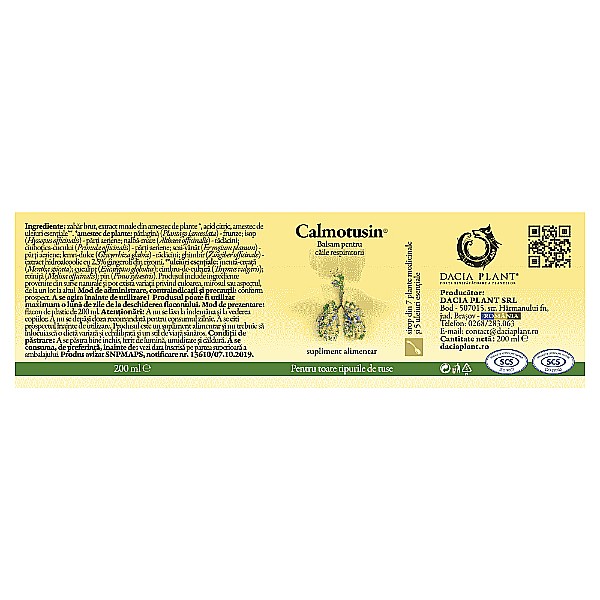 Calmotusin sirop, 200 ml - Dacia Plant [3]