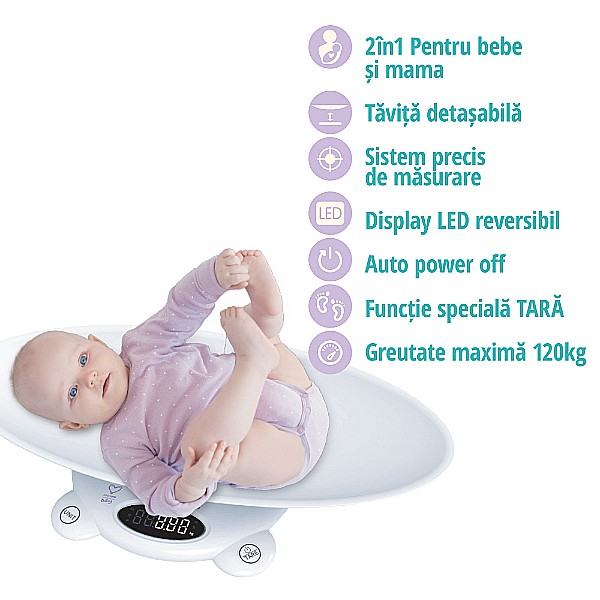 Cantar digital corporal 2 in 1 pentru bebe si mama - Easycare [3]