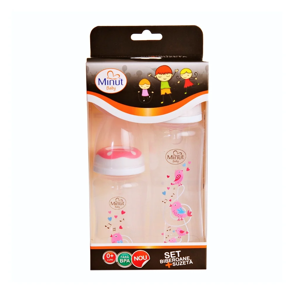 Set biberoane 125 ml, 250 ml + suzeta silicon, 0-6 luni si cutie sterilizare - Minut Baby [4]