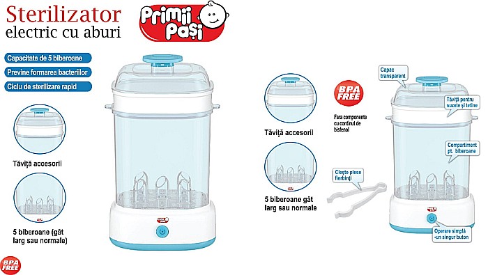 Sterilizator electric cu aburi, 5 biberoane - RO941 - Primii Pasi [2]