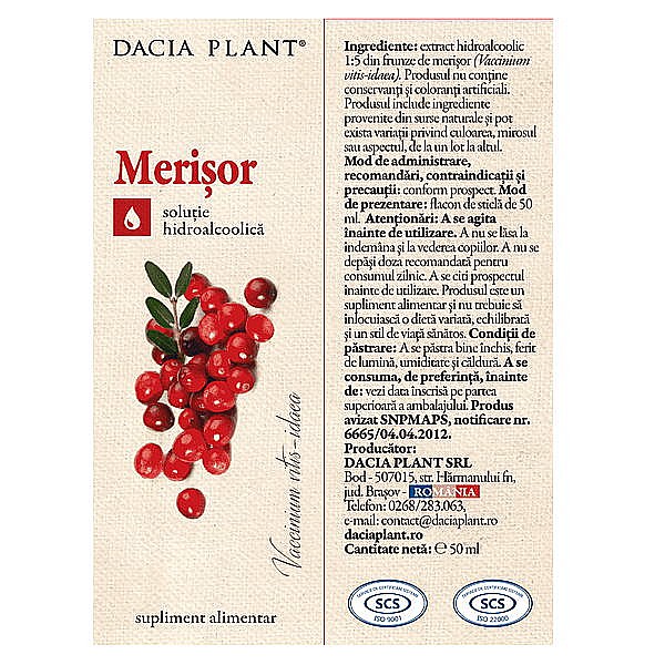 Tinctura merisor, 50 ml - Dacia Plant [2]