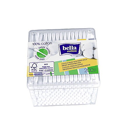 Betisoare Igienice din Hartie, Cutie Patrata, 200 bucati – Bella