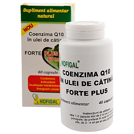 Coenzima Q10 in ulei de catina Forte Plus 60 mg, 40 capsule - Hofigal