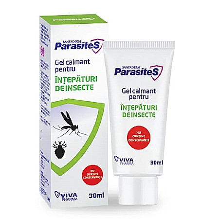 Protectie Anti-insecte - Gel calmant pentru intepaturi de insecte Parasites Santaderm, 30 ml - Viva Pharma