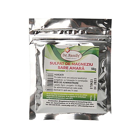 Condimente - Sare amara (sulfat de magneziu), plic 50 g - Dr. Family