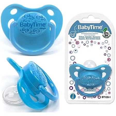 Suzete si Biberoane - Suzeta silicon ortodontica cu capac 0-6 luni 1 bucata BT128 - Baby Time