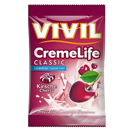 Bomboane si Gume de Mestecat - Bomboane fara zahar Creme Life gust Cirese, 90 g - Vivil