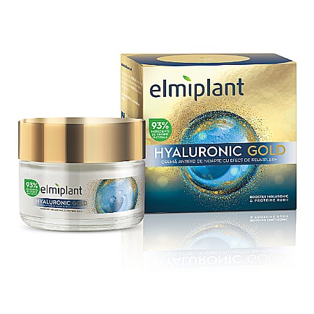 Ingrijire Fata - Crema de Noapte Antirid cu Efect de Umplere Hyaluronic Gold, 50 ml - Elmiplant