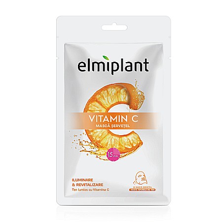 Masti pentru Ten - Masca servetel iluminatoare si revitalizanta Vitamin C, 20 ml - Elmiplant