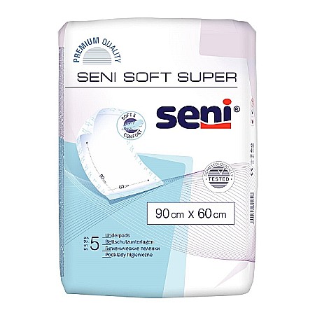 Incontinenta Urinara - Aleze de Protectie Seni Soft Super, 90 cm x 60 cm, 5 bucati - Seni