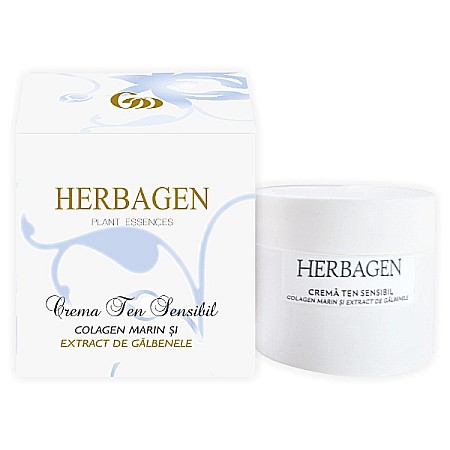 Ingrijire Fata - Crema pentru Ten Sensibil cu Colagen Marin si Extract de Galbenele, 100 ml - Herbagen