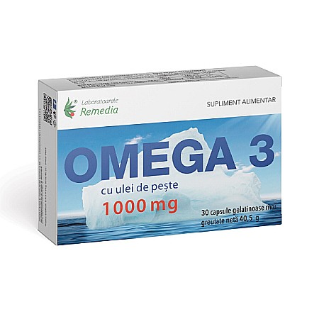 Colesterol si Trigliceride - Omega 3 cu Ulei de Peste, 30 capsule - Remedia