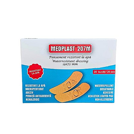 Comprese si Plasturi pentru Rani - Medplast rezistent la apa 207M (19x72mm), 20 bucati - Mebra Brasov