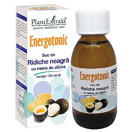 Siropuri Raceala si Gripa - Energotonic suc de ridiche neagra cu miere de albine, 125 ml - PlantExtrakt