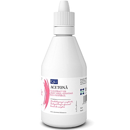 Ingrijire Maini - Acetona cu Extract de Aloe Vera, Keratina si D-Panthenol Q4U, 60 ml - Tis Farmaceutic