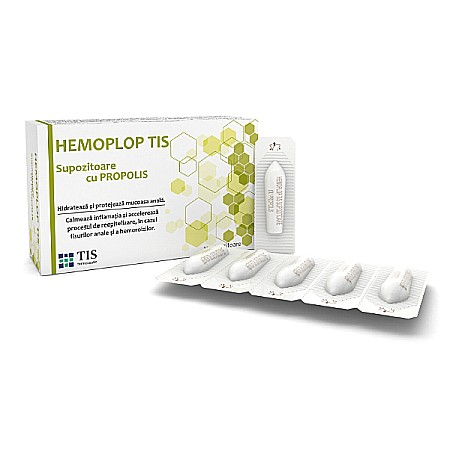 Digestie - Supozitoare cu Propolis Hemoplop, 10 bucati - Tis Farmaceutic