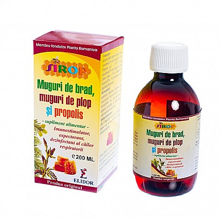 Siropuri de Tuse - Sirop Muguri de Plop cu Muguri de Brad si Propolis, 200 ml - Elidor