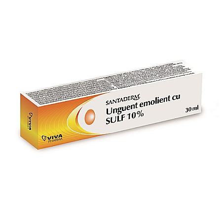 Unguente - Unguent emolient cu sulf 10% Santaderm, 30 ml - Viva Pharma