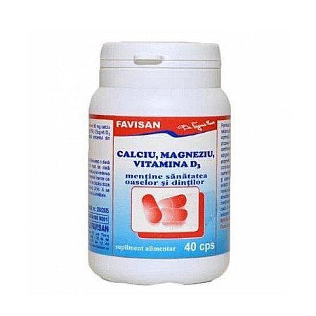 Multivitamine si Minerale Adulti - Calciu + magneziu + vitamina D3, 40 capsule - Favisan