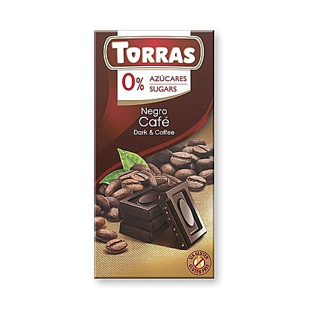 Gustari - Ciocolata neagra cu cafea (fara zahar, fara gluten), 75 g - Torras