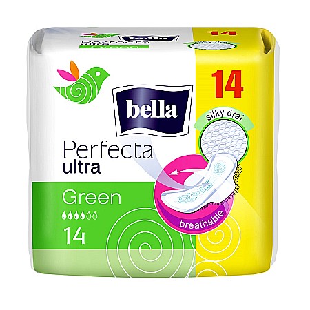 Absorbante si Tampoane - Absorbante Perfecta Slim Green, 14 bucati - Bella