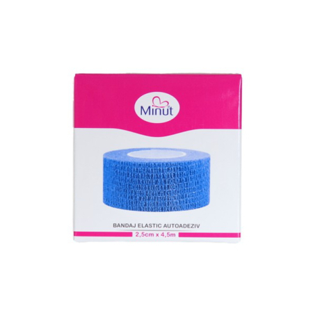 Bandaje si fesi elastice - Bandaj autoadeziv albastru 2.5 cm x 4.5 m - Minut