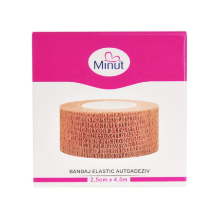 Bandaj autoadeziv neutru 2.5 cm x 4.5 m - Minut