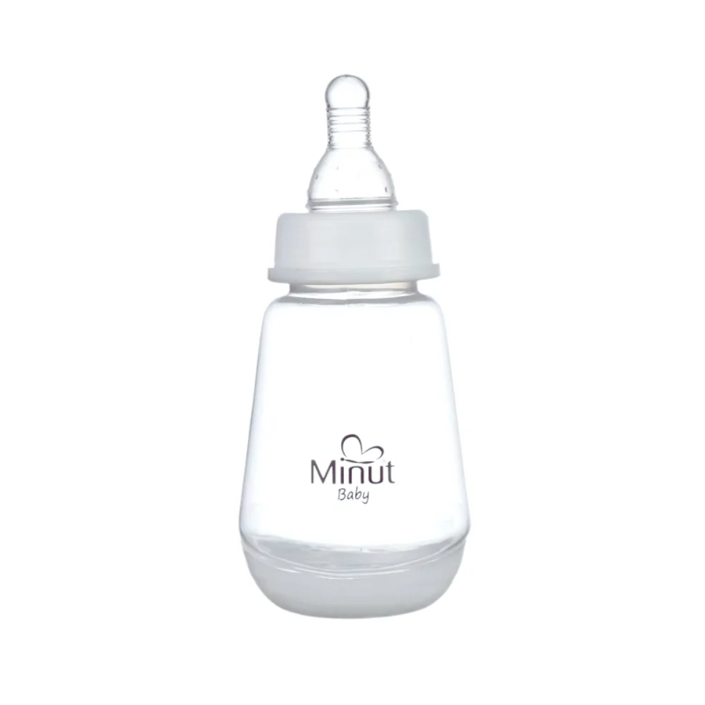 Biberon cu tetina din silicon si capac, 150 ml - Minut Baby [1]