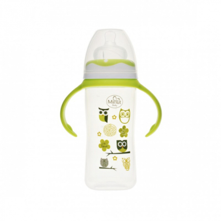 Suzete si Biberoane - Biberon gat larg cu manere (+3 luni), 270 ml - Minut Baby