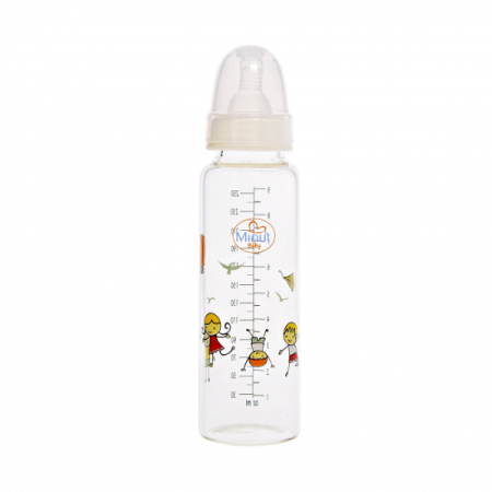 Suzete si Biberoane - Biberon sticla borosilicat, +3 luni, 250 ml - Minut Baby