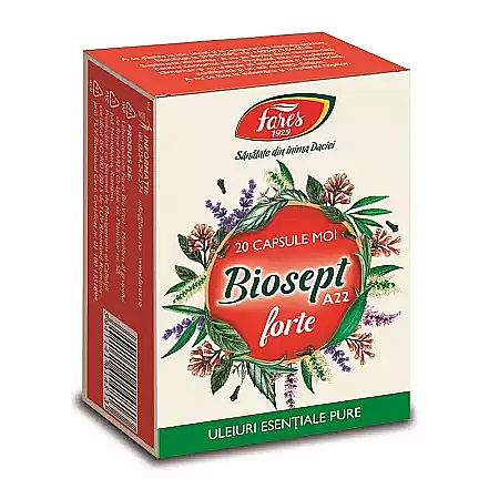Comprimate Raceala si Gripa - Biosept Forte A22, 20 capsule - Fares
