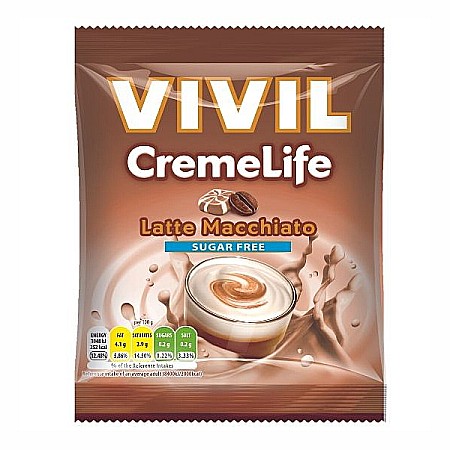 Bomboane si Gume de Mestecat - Bomboane Fara Zahar Creme Life cu Aroma de Latte Macchiato, 60 g - Vivil