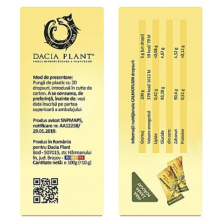 Calmotusin fara zahar, 20 bomboane - Dacia Plant [1]